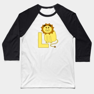 L is for Lion - Yellow L Initial Baseball T-Shirt